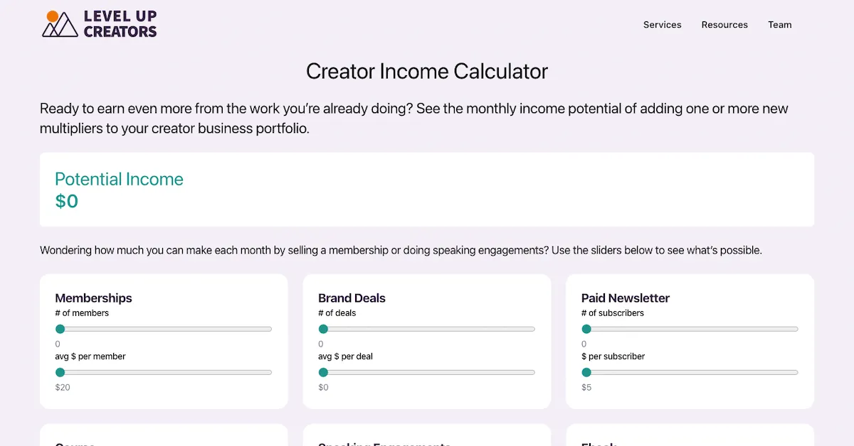 Income Calculator — Level Up Creators Tools